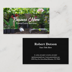 Green Photo Lawn Care Landscaping Service Business Card