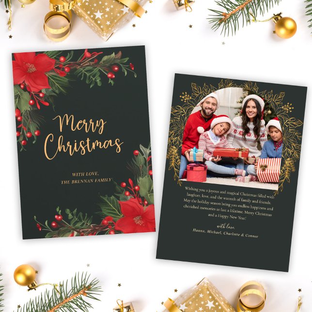 Green Photo Merry Christmas Greenery Holiday Card (Green Photo Merry Christmas Greenery Holiday Card)