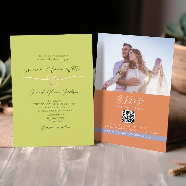 Green Photo QR Code Wedding Invitation (Creator Uploaded)