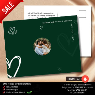 Green PHOTO Save the Date Minimal Quality Modern Postcard