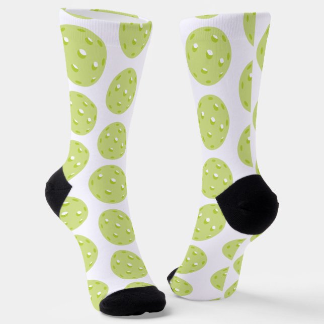 Green Pickleball Pattern Socks (Angled)