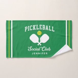 Green Pickleball Social Club Custom Name Hand Towel