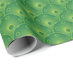 Green pickleballs all over wrapping paper