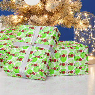 Green Pickleballs Christmas Pickleball Paddle Joy Wrapping Paper