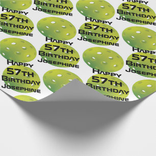 Green pickleballs with custom name and number wrapping paper