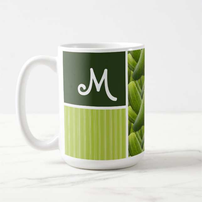 Green Pickles; Pickle Pattern Coffee Mug (Left)