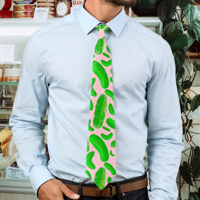 Green Pickles Pink Background Tie (Creator Uploaded)