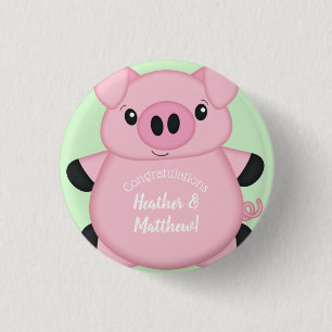 Green Pig Baby Shower 3 Cm Round Badge