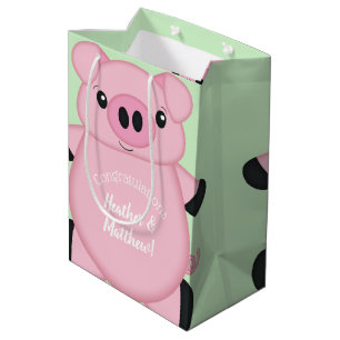 Green Pig Baby Shower Medium Gift Bag