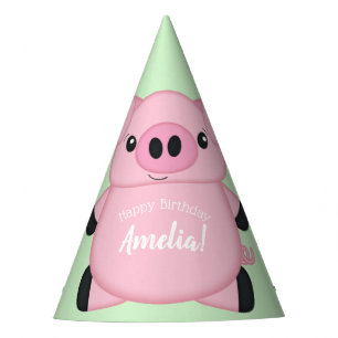Green Pig Birthday Party Hat