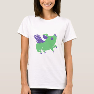 Green Pig with Purple Wings T-Shirt