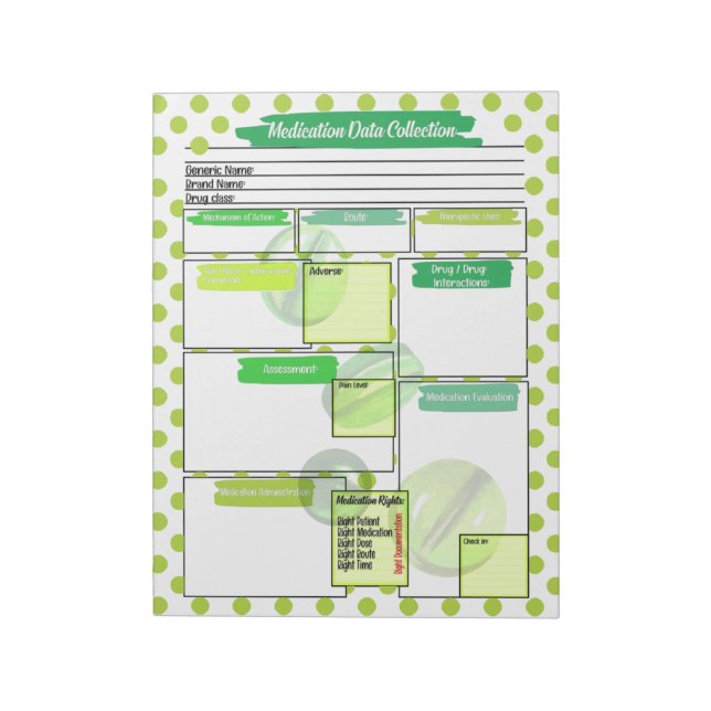 Green pill Healthcare Student Medication Template  Notepad (Rotated)