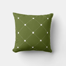 Green Pillow with White Geometrical Pattern
