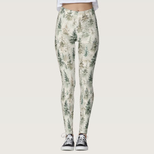 Green Pine Christmas Trees Leggings