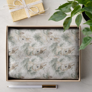 Green Pine Cones Bunny Rabbits Christmas Tissue Paper