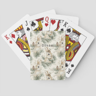 Green Pine Cones Bunny Rabbits Playing Cards