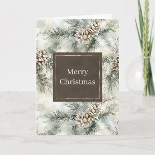 Green Pine Cones Christmas Card