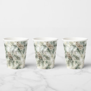 Green Pine Cones Christmas Paper Cups