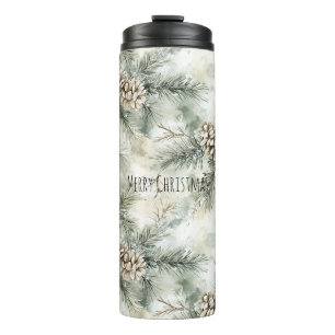 Green  Pine Cones Christmas Thermal Tumbler