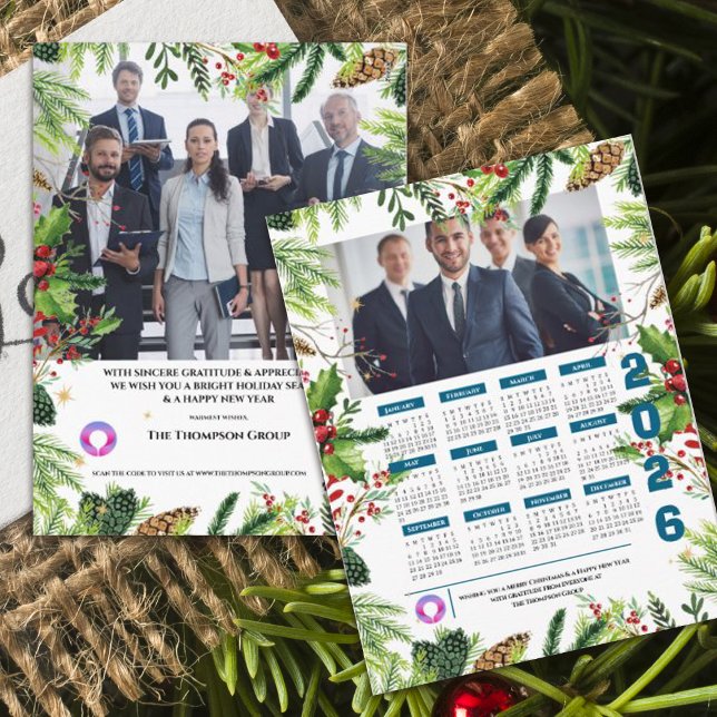 Green Pine Corporate Photo Calendar Christmas Holiday Postcard (Green Pine Corporate Photo Calendar Christmas Holiday Postcard)