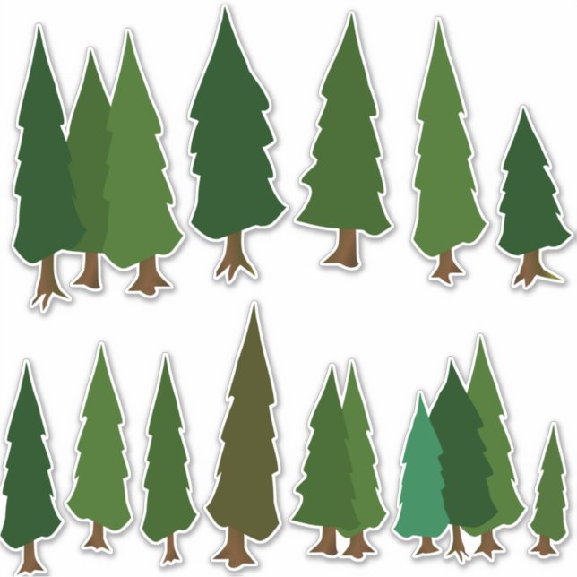 Green Pine Forest evergreen sticker pack (Front)