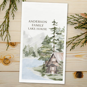 Green Pine Forest Family Lake House Cabin Napkin