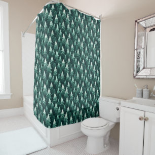 Green Pine Forest Shower Curtain