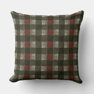 Green Pine Needle Plaid Throw Pillow