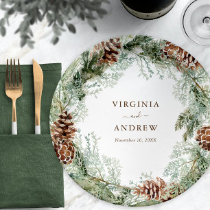 Green Pine Paper Plate