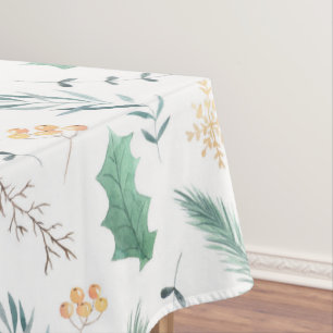 Green Pine Tree Christmas Watercolor Tablecloths