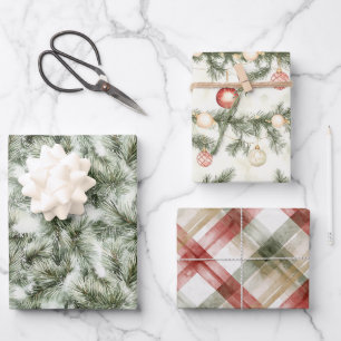 Green Pine Tree Christmas Wrapping Paper Sheet