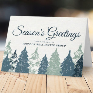 Green Pine Tree Forest   Season's Greetings Holiday Card