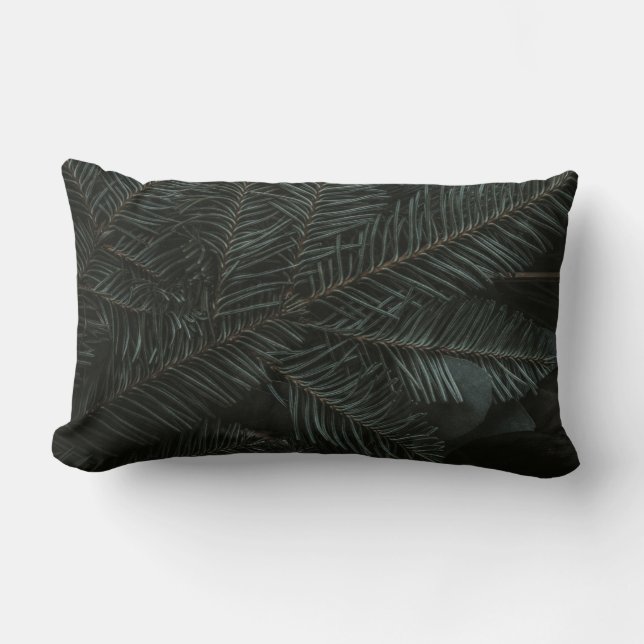 Green pine tree leaves lumbar cushion (Front)