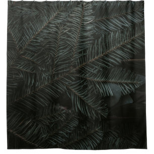 Green pine tree leaves shower curtain