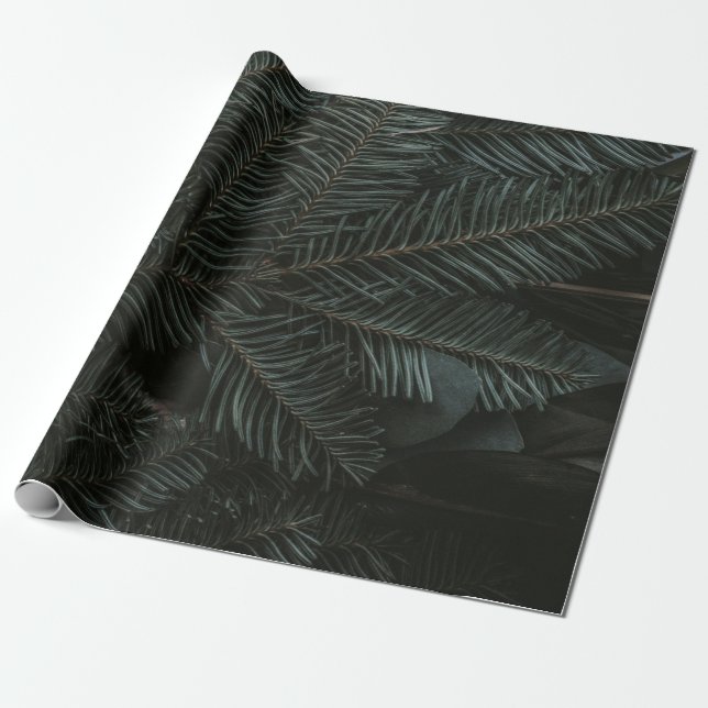 Green pine tree leaves wrapping paper (Unrolled)