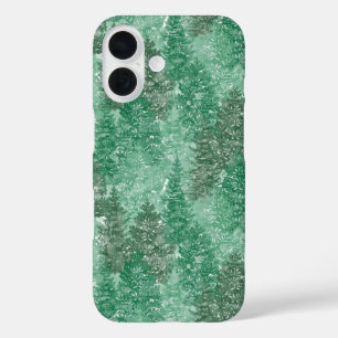 Green Pine Tree Patttern iPhone 16 Case
