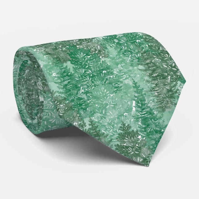 Green Pine Tree Patttern Tie (Rolled)