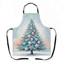 Green Pine Tree & Snowflakes | Blue Orange Coral