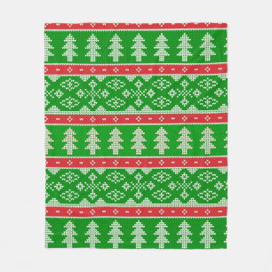 Green Pine Tree Sweater Knit Blanket