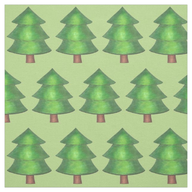 Green Pine Tree Trees Forest Camp Camping Woods Fabric (Swatch)