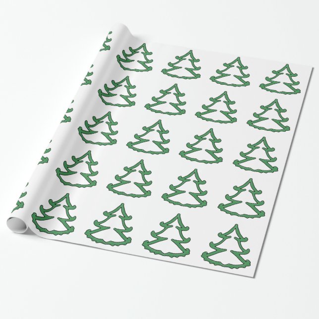 Green Pine Tree Wrapping Paper (Unrolled)