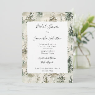 Green Pine Trees Bridal Shower Invitation