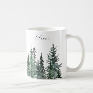 Green pine trees Ceramic cup