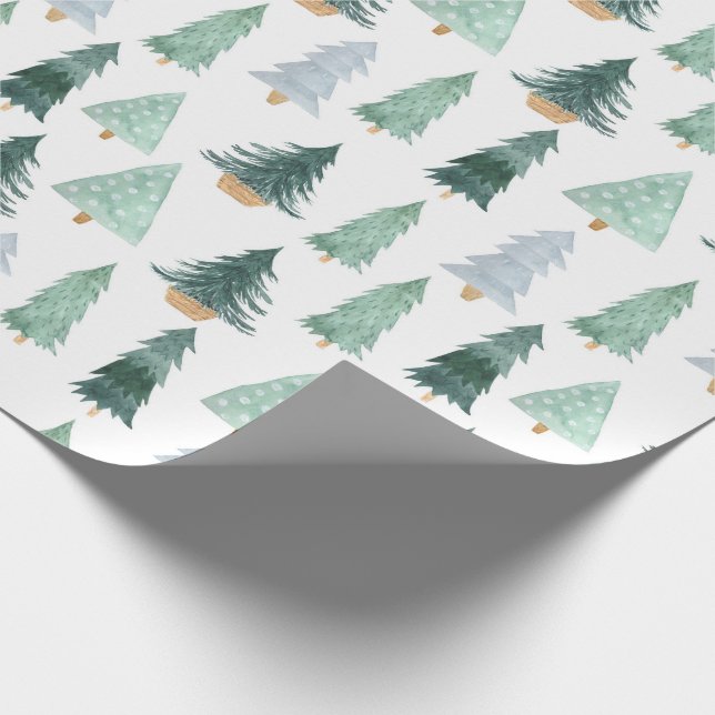 Green Pine Trees Christmas Gifts Wrapping paper (Corner)