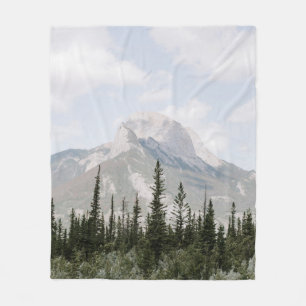 GREEN PINE TREES NEAR MOUNTAIN UNDER WHITE CLOUDS FLEECE BLANKET