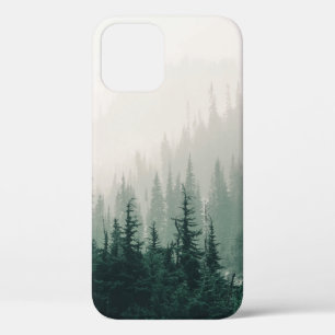 GREEN PINE TREES ON FOGGY WEATHER iPhone 12 CASE