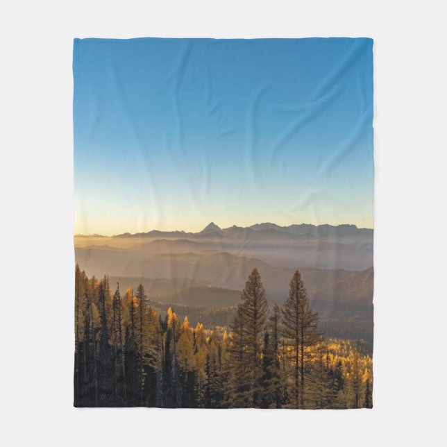 GREEN PINE TREES ON MOUNTAIN UNDER BLUE SKY DURING FLEECE BLANKET (Front)