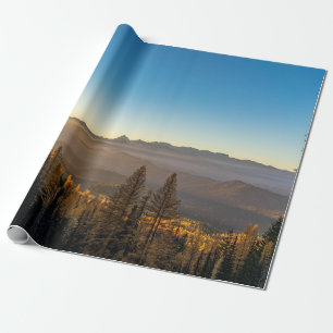 GREEN PINE TREES ON MOUNTAIN UNDER BLUE SKY DURING WRAPPING PAPER