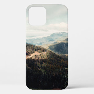 GREEN PINE TREES ON MOUNTAIN UNDER WHITE CLOUDS DU iPhone 12 CASE