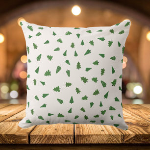 Green Pine Trees Pattern, Christmas Cushion